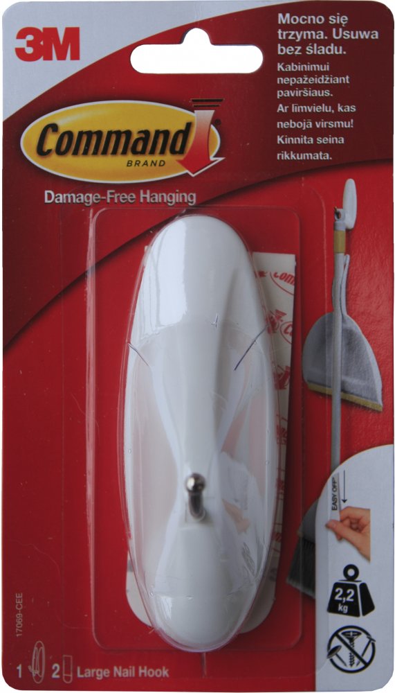 3M Command Velký háček kovový 1ks, lepicí pásky 2ks