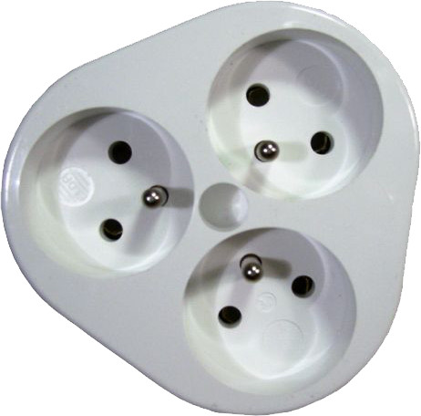 Rozbočka síťová kulatá 3 zásuvky