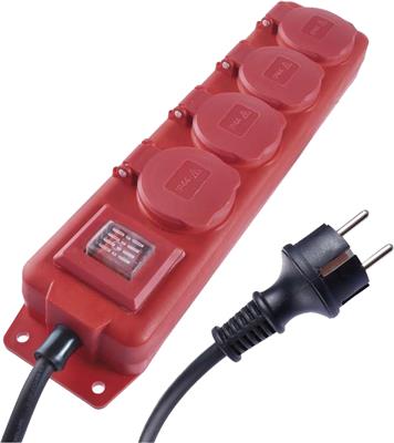Levně Prodlužovací síťový kabel s uzemněním a vypínačem IP44 4 zásuvky 3m